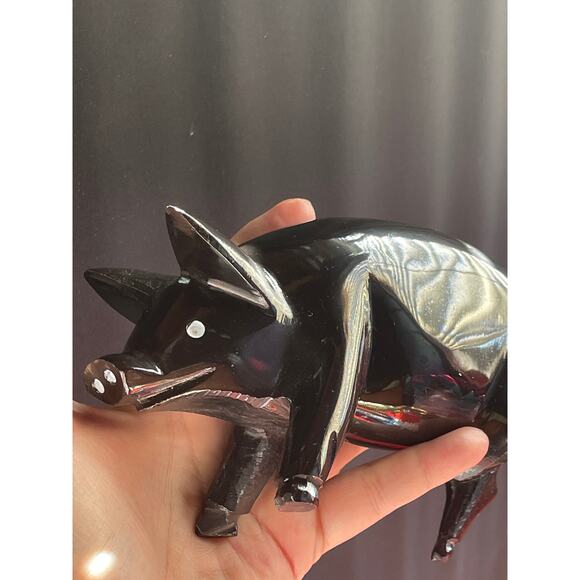 Large Heavy Hand Carved Onyx Marble Natural Stone PIG HOG STATUE FIGURINE 6" - Picture 2 of 10